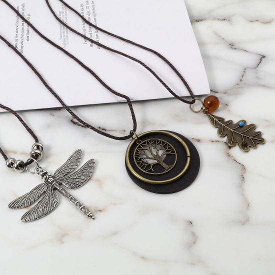 Image de Collier de Chandail en Alliage de Zinc & Bois Multicolore 2 Pièces