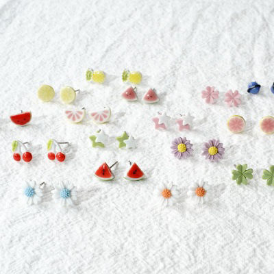 Immagine di Acciaio Inossidabile & Ceramica Orecchini a Perno Multicolore 8mm, 1 Paio