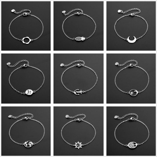 Image de Chaîne Maille Forçat Bracelets en Acier Titane Argent Mat 16cm long, 1 Pièce