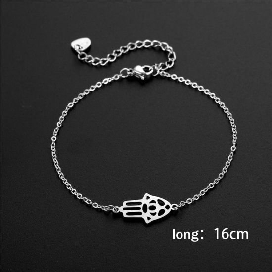 Image de Chaîne Maille Forçat Bracelets en Acier Titane Argent Mat 16cm long, 1 Pièce