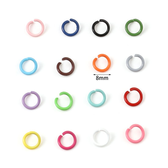 200 個 8mm 直径、 1.2mm（17号） 合金 丸カン 丸カン 多色 円形 ペインティング の画像