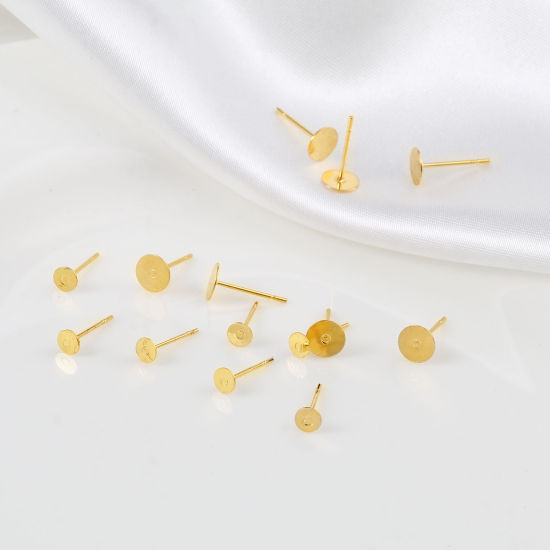 真鍮 ピアスイヤリング 18K ゴールドフィルド 円形 接着剤 ワイヤーサイズ: （21号）、 20 個 の画像