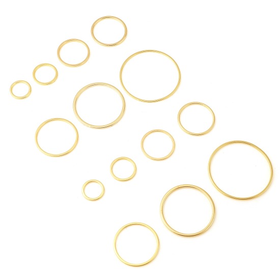 Image de 10 Pcs Connecteurs Pendentifs Breloques en Laiton Plaqué Or Véritable 18K Annulaire