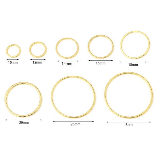Image de 10 Pcs Connecteurs Pendentifs Breloques en Laiton Plaqué Or Véritable 18K Annulaire
