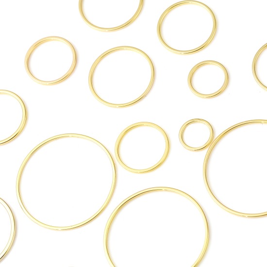 Image de 10 Pcs Connecteurs Pendentifs Breloques en Laiton Plaqué Or Véritable 18K Annulaire