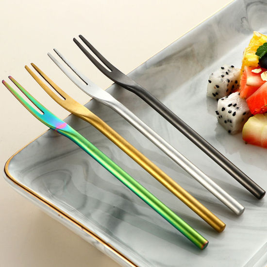 Image de Fourchette à fruits longue à poncer en acier inoxydable 304