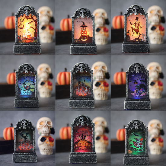 LEDライトプラスチック墓石ハロウィーンの装飾品の装飾パーティーの小道具 の画像
