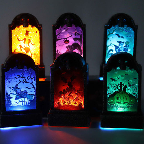 LEDライトプラスチック墓石ハロウィーンの装飾品の装飾パーティーの小道具 の画像