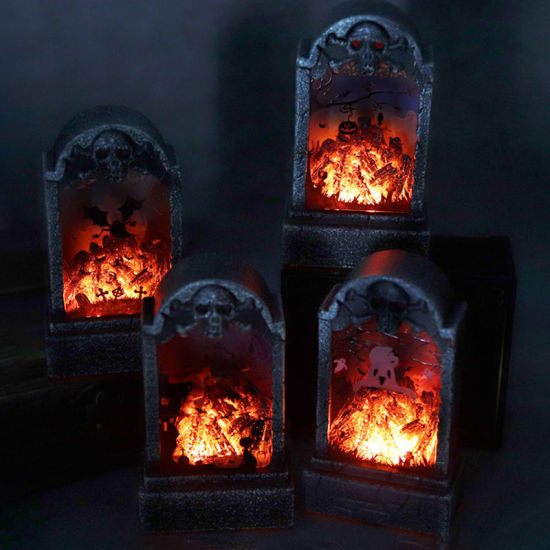 LEDライトプラスチック墓石ハロウィーンの装飾品の装飾パーティーの小道具 の画像