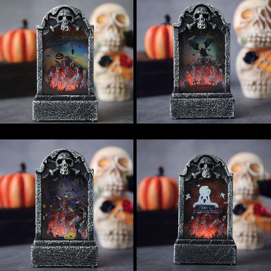LEDライトプラスチック墓石ハロウィーンの装飾品の装飾パーティーの小道具 の画像