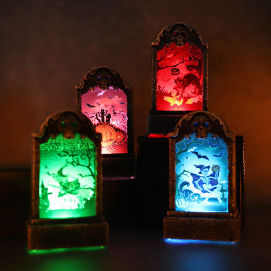 LEDライトプラスチック墓石ハロウィーンの装飾品の装飾パーティーの小道具 の画像