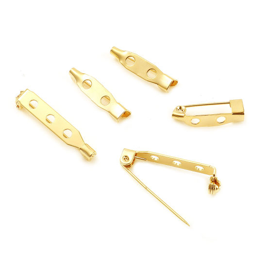 Image de Broche Epingle en Cuivre Plaqué Or Véritable 18K 10 Pcs