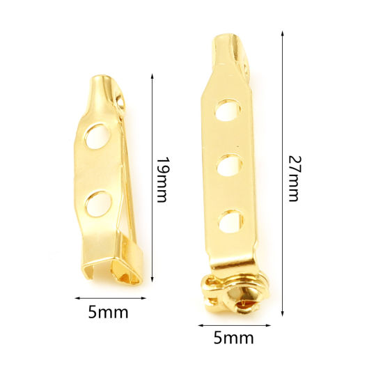 Image de Broche Epingle en Cuivre Plaqué Or Véritable 18K 10 Pcs