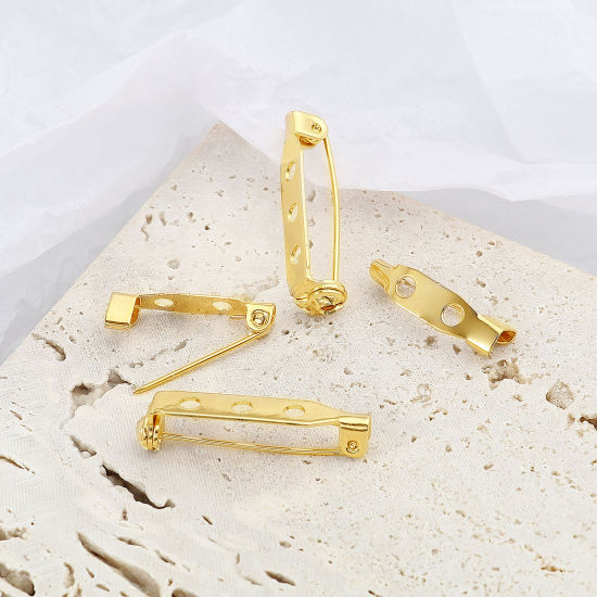 Image de Broche Epingle en Cuivre Plaqué Or Véritable 18K 10 Pcs