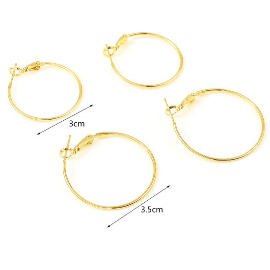 Picture of Brass Hoop Earrings 18K Real Gold Plated Circle Ring 4 PCs