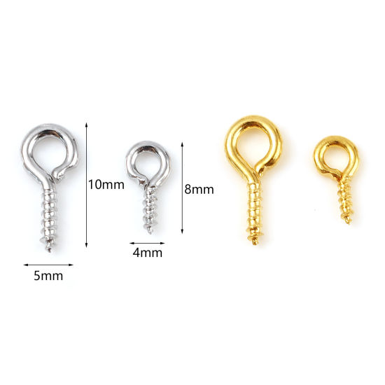 Picture of Brass Screw Eyes Bails Top Drilled Findings Multicolor 10 PCs