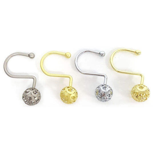 Image de Accessoires de crochet de rideau de boule résistant à la rouille d'alliage à base de fer pour les rideaux de tringles de douche de salle de bains