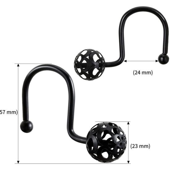 Image de Accessoires de crochet de rideau de boule résistant à la rouille d'alliage à base de fer pour les rideaux de tringles de douche de salle de bains