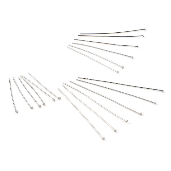 Image de Aiguilles Tiges à Tête Plate en Acier Inoxydable Argent Mat 500 Pièces