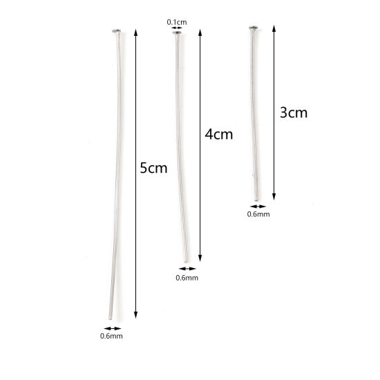 Image de Aiguilles Tiges à Tête Plate en Acier Inoxydable Argent Mat 500 Pièces