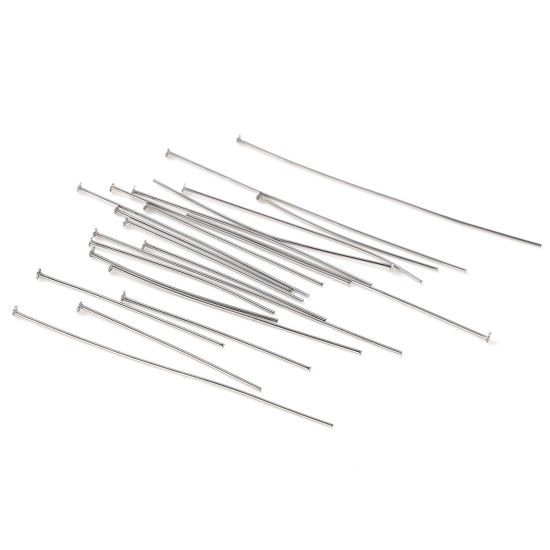Image de Aiguilles Tiges à Tête Plate en Acier Inoxydable Argent Mat 500 Pièces