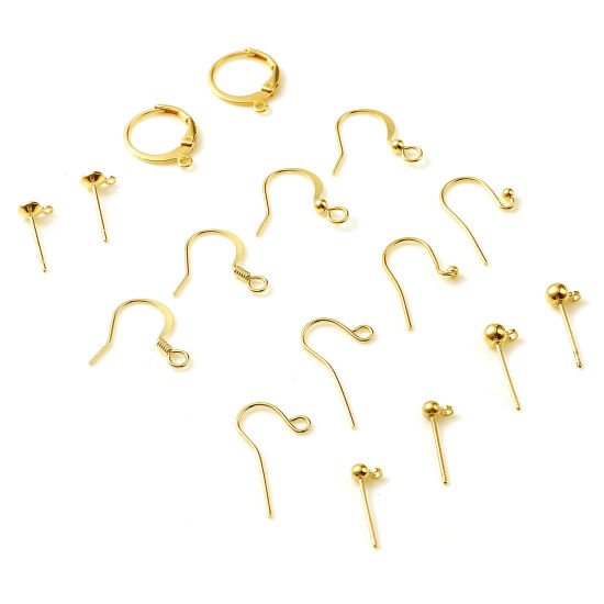 Picture of Copper Ear Wire Hooks Earring Gold Filled W/ Loop Post/ Wire Size: (21 gauge), 4 PCs