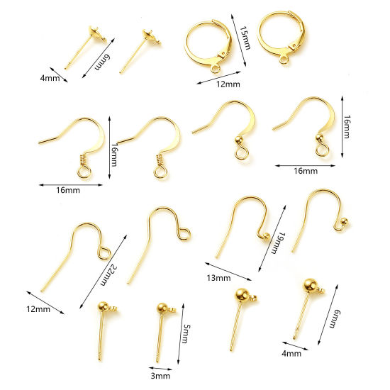 Picture of Copper Ear Wire Hooks Earring Gold Filled W/ Loop Post/ Wire Size: (21 gauge), 4 PCs