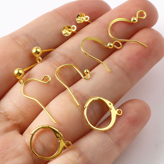 Picture of Copper Ear Wire Hooks Earring Gold Filled W/ Loop Post/ Wire Size: (21 gauge), 4 PCs