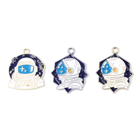 Zinc Based Alloy Galaxy Pendants Polygon Multicolor Spaceman Enamel 5 PCs