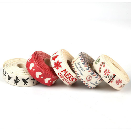 Image de Ruban en Coton Multicolore 1.5cm, 1 Rouleau 5 Yards/Rouleau)