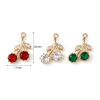 Picture of Brass Micro Pave Charms Wholesale Real Gold Plated Cherry Fruit 20mm x 11mm