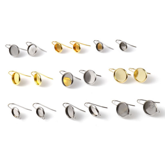 Image de Boucles d'Oreilles Puces en Acier Inoxydable Rond Multicolore avec Boucle 6 Pcs