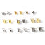 Stainless Steel Ear Post Stud Earrings Round Multicolor W/ Loop 6 PCs