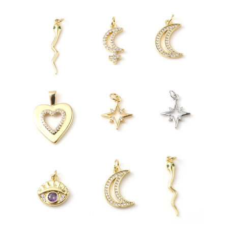 Latón Micro Pave Colgantes Charms Multicolor 1 Unidad