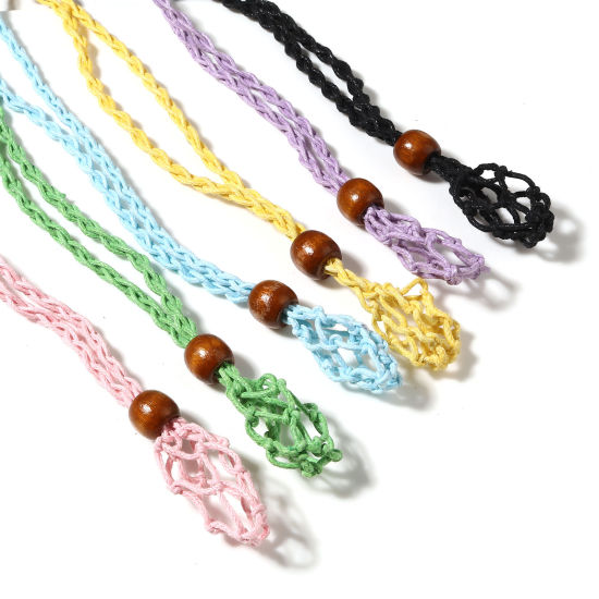 Image de Colliers de Corde Tressé en Bois Naturel & Polyester Multicolore, 100cm Long, 1 Pièce