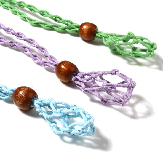 Image de Colliers de Corde Tressé en Bois Naturel & Polyester Multicolore, 100cm Long, 1 Pièce