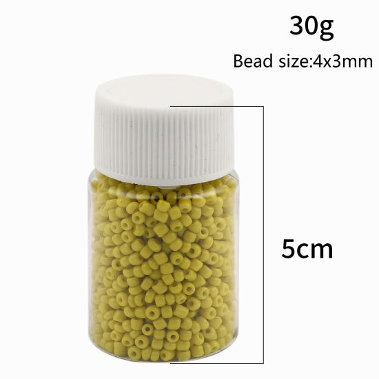 ガラスシードビーズ 円筒形 多色 染め 約 4mm 直径、 穴:約 1.2mm、 1 本 の画像