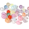 Image de Perles en Acrylique Rond Couleur au Hasard Motifs Fissurés 100 Pcs