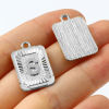 Picture of Zinc Based Alloy Charms Rectangle Silver Tone Initial Alphabet/ Capital Letter 23mm x 15mm, 10 PCs