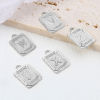 Picture of Zinc Based Alloy Charms Rectangle Silver Tone Initial Alphabet/ Capital Letter 23mm x 15mm, 10 PCs