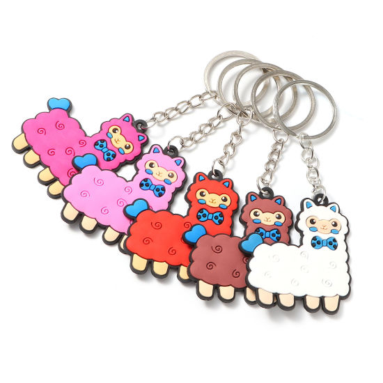 Image de Porte-Clés en PVC Multicolore Alpaca Animal 10 Pcs