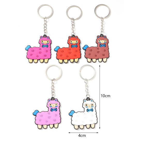 Image de Porte-Clés en PVC Multicolore Alpaca Animal 10 Pcs