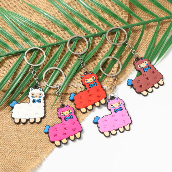 Image de Porte-Clés en PVC Multicolore Alpaca Animal 10 Pcs