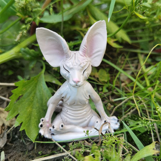 Image de Décoration Miniature en Résine Méditation Chiot Jardin Pelouse Maison Statue 6x4x8cm