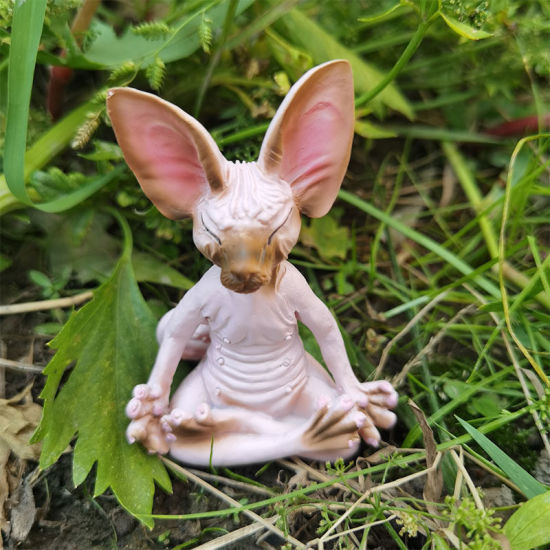 Image de Décoration Miniature en Résine Méditation Chiot Jardin Pelouse Maison Statue 6x4x8cm