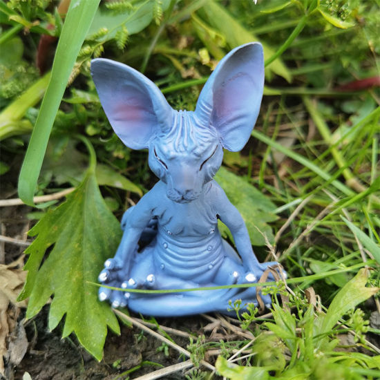 Image de Décoration Miniature en Résine Méditation Chiot Jardin Pelouse Maison Statue 6x4x8cm