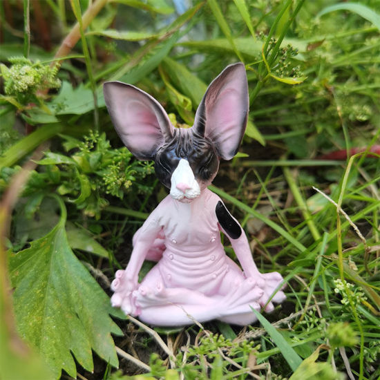 Image de Décoration Miniature en Résine Méditation Chiot Jardin Pelouse Maison Statue 6x4x8cm