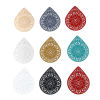 Picture of Iron Based Alloy Filigree Stamping Pendants Drop Multicolor Flower 4.9cm x 3.9cm, 10 PCs