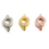 Picture of Copper Wish Pearl Locket Jewelry Charms Round Multicolor Clear Rhinestone Can Open (Fit Bead Size: 10mm) 20mm x 13mm, 1 Piece