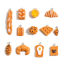 Resin Pendants Bread Silver Tone Orange 10 PCs